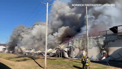 Massive fire erupts in Conneticut egg farm