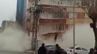 Building collapses after massive earthquake hits Turkey and Syria #shorts