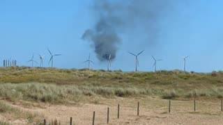Scroby Sands wind turbine on fire