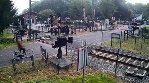 Funny people, almost killed crossing the train tracks