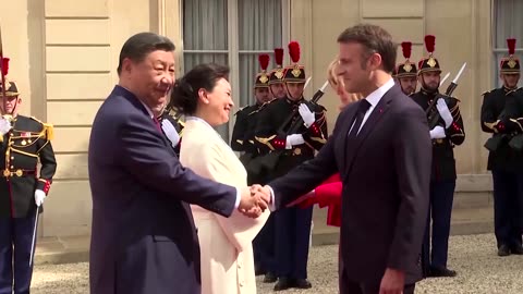 Macron welcomes Xi at the Elysee Palace