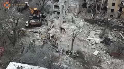 Ukrainian Rescuers Search For Survivors After Russian Missile Hits Apartment Block In Kramatorsk