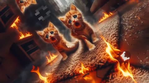 Sad cat story | Twin kittens trapped in the flames 🔥😿 #cats #aicat #ai #poorcat #catstory