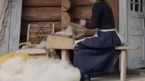 Making a wool blanket, the old-fashioned way...