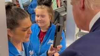 President Trump stops at a burger joint in South Carolina. The employees pray with him.