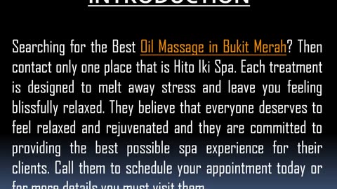 One of the Best Oil Massage in Bukit Merah
