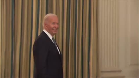 Biden smiles when asked whether Trump is now a "political prisoner" in the United States.
