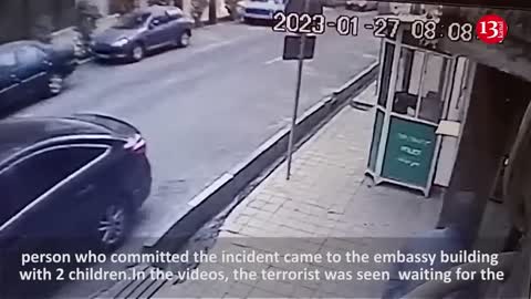 Footage showing the moments terrorist enters Azerbaijani embassy