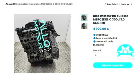 ALLOMOTEUR.COM - Bloc moteur nu culasse MERCEDES C 300d 3.0 654.820