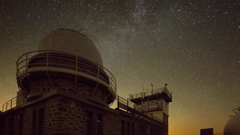 Royalty Free Stock Video - Observatory under a starry sky - roy
