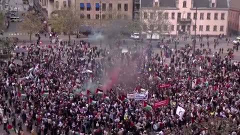 Pro-Palestinian protesters march ahead of Eurovision