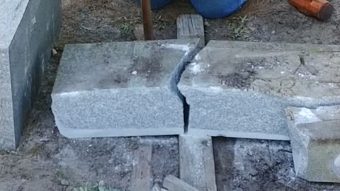 Breaking and Repurposing old granite to be used as corner markers part 2
