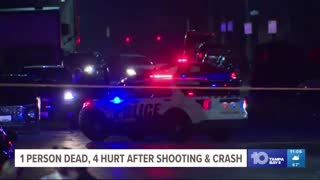 Baltimore gunfire and crash leaves 1 dead and 4 injured