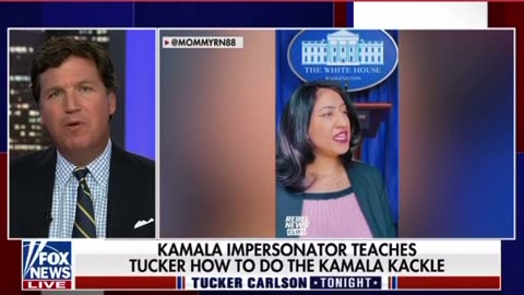 Kamala impersonator shows Tucker how to do the Kamala cackle