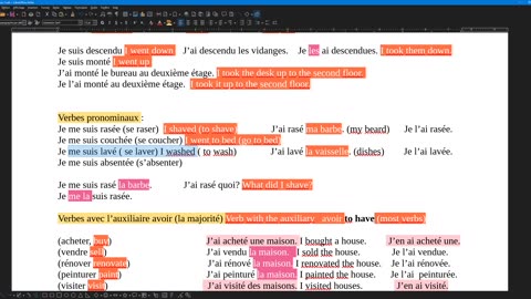 French 24 (new) Conjugaison of the compound past tense part 1