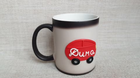 Personalized gift mug chameleon with decor Dima. Magic cup with a custom name from AnneAlArt