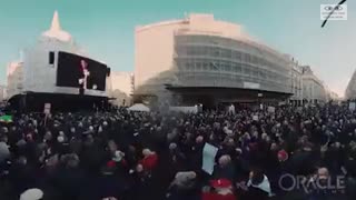 British chanting "SHAME ON YOU" to the BBC at a demonstration outside BBC Broadcasting House..