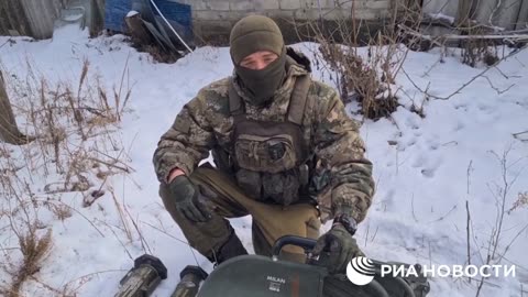 Russian intelligence officer shows captured French Milan ATGM