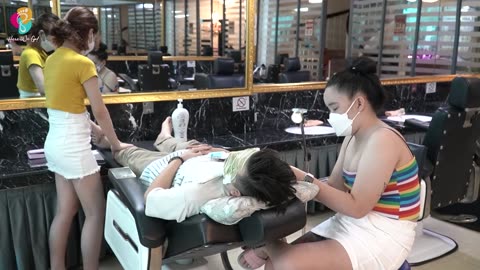 Vietnam barber shop relaxing | Head Massage, Facial, Shampoo and I Think the Sunny Beach