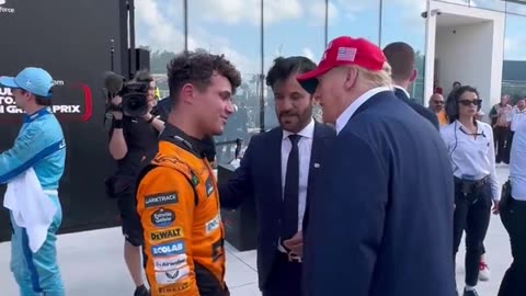 President DonaldTrump congratulating LandoNorris !!!