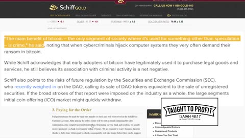 Peter Schiff Wants You To Buy Gold With The Bitcoin He Says Is Only Used For Speculation & Crime？