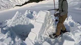 Camping Under the Snow in Hot Tent - Heated Snow Shelter & Sledding Hill of Death