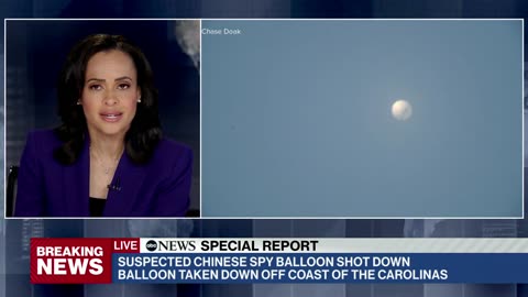 Suspected Chinese spy balloon shot down l ABC News