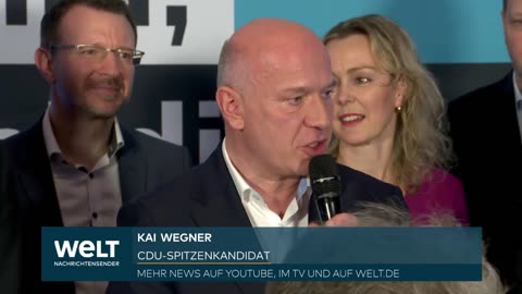 BERLIN: SAD ELECTION WINNER KAI WEGNER (CDU) gives the first statement on the extrapolation