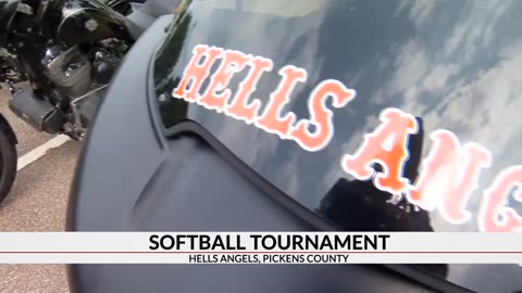Hells Angels play softball for local charity during summer rally