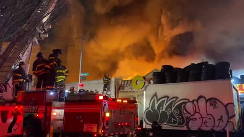FDNY battle large structure fire burning at Bronx supermarket