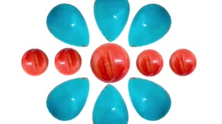 Natural turquoise pear cabsize 7*10mm and pink opal spiny oyster round cabochon size