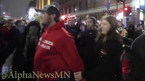 Oct 10 Minnesota 2019 trump rally 1.6 leftist mob surrounds trump supporters and attacks them