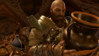God of War (2018) Kratos Find a Vase of Himself and Smashes It