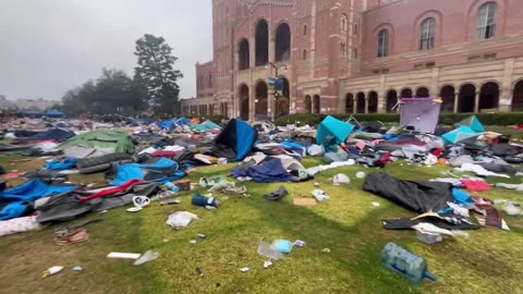 The scene following the dismantling of the Gaza camp at UCLA