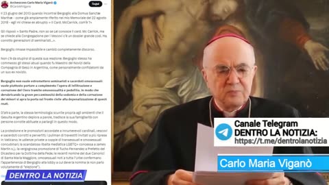 Un fatto che scuoterà la Chiesa! Arcivescovo Carlo Maria Viganò accusa Bergoglio di pedofilia..