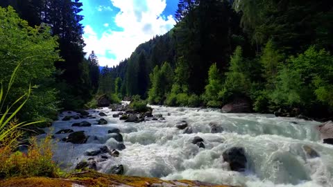 Relaxing Mountain River with Relaxing Music Waterfall Stream Nature Sounds for Sleep & Relaxation