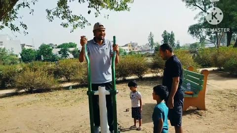 Having fun in the park with brother and nephew