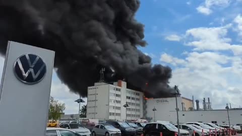 Berlin, the Iris air defense system production plant is on fire