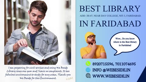 Best Library in Faridabad NIT 3 | We Beside | Study | UPSC | SSC | CGL | Education | Government Jobs