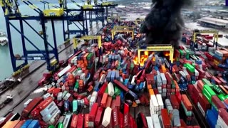 A massive fire broke out in the port of Iskenderun