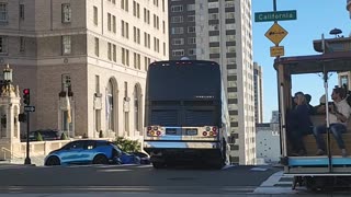 Bus Gets Stuck on Hilltop in San Francisco