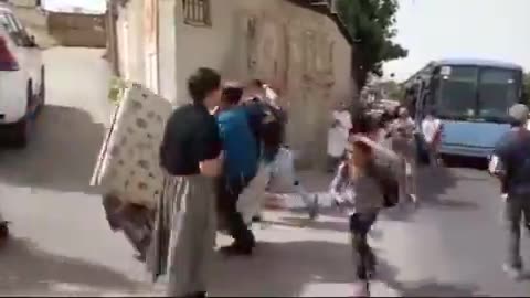 ILLEGAL ISRAELI SETTLERS RACE EACHOTHER WHO CAN STEAL A PALESTINIAN HOME FIRST