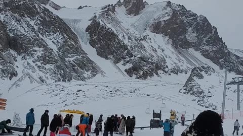 To Shymbulak Mountain hotel and the top of the mountain.