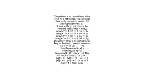 Group associative elements of a 2d array by 2nd level key and sum the values of shared keys