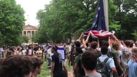 Frat Boys Protect the Flag While Attacked by Pro-Palestinian Classmates