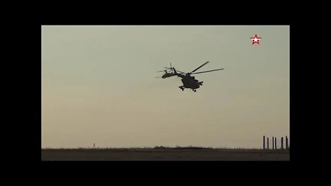 Russian helicopters being targeted by a camouflaged Ukrainian SAM system