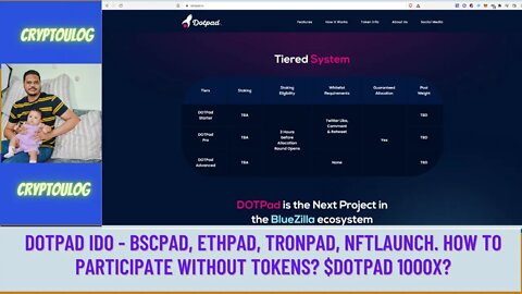 Dotpad IDO - Bscpad, ETHpad, Tronpad, Nftlaunch. How To Participate Without Tokens? $DOTPAD 1000X?