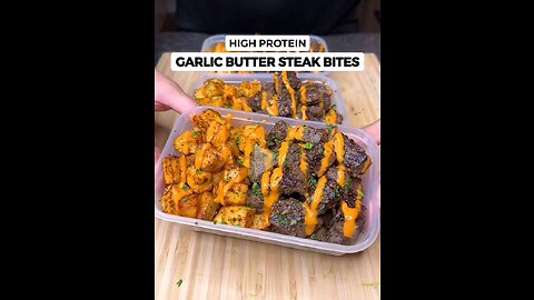 High Protein Garlic Butter Steak Bites & Crispy Potatoes!🍟🥩🔥ONLY 480 Calories!