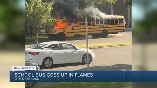 School bus goes up in flames