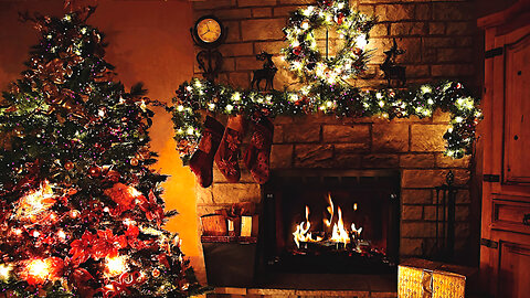 Christmas Songs Decorated Tree Fireplace